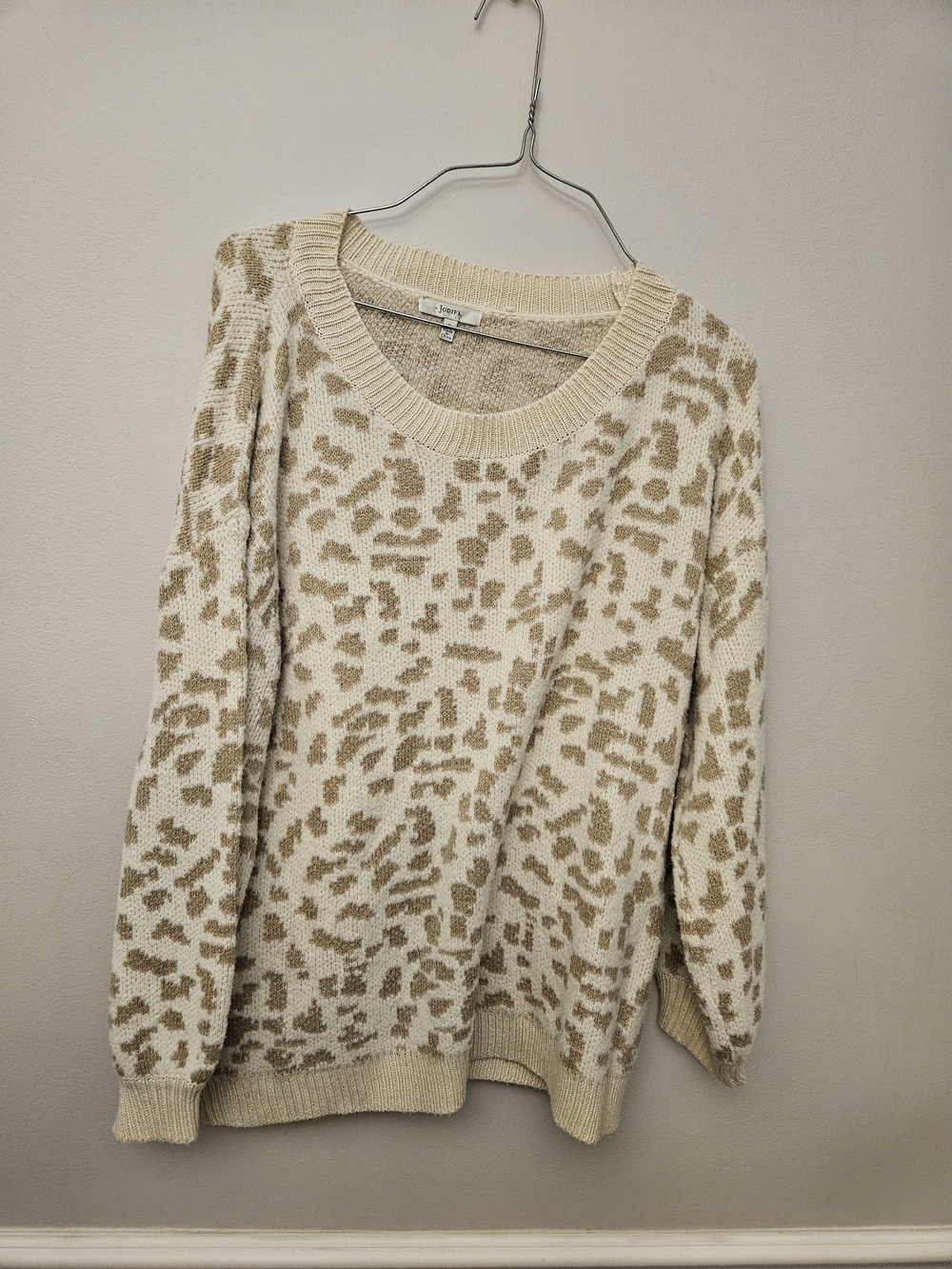 JODIFL Cream and Tan Leopard Crewneck Sweater